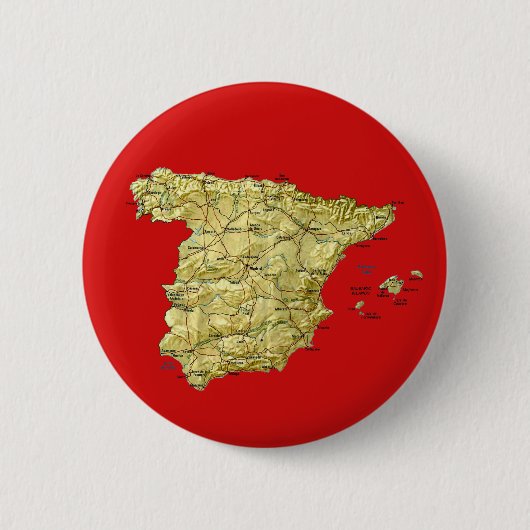 Badge Rond 5 Cm Bouton de carte de l'Espagne (Devant)