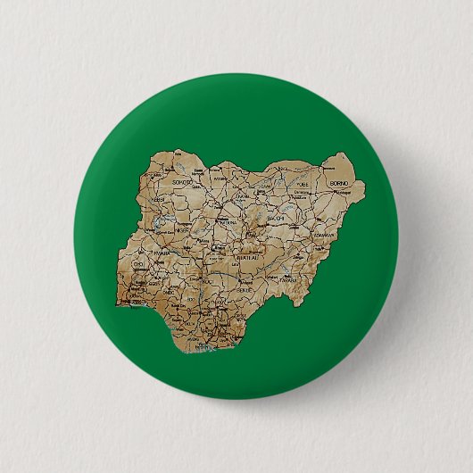 Badge Rond 5 Cm Bouton de carte du Nigéria (Devant)