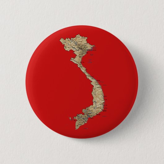 Badge Rond 5 Cm Bouton de carte du Vietnam (Devant)
