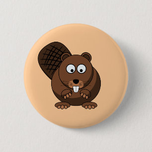 Badge Rond 5 Cm Bouton de castor de bande dessinée