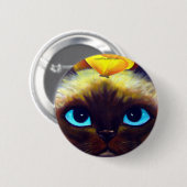 BADGE ROND 5 CM BOUTON DE CAT SIAMOIS (Devant & derrière)