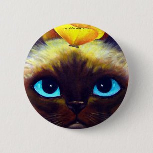 BADGE ROND 5 CM BOUTON DE CAT SIAMOIS