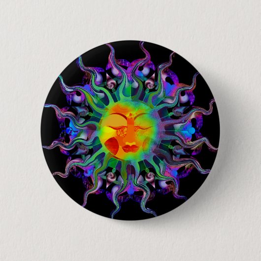 Badge Rond 5 Cm Bouton de Chakra Sun (Devant)