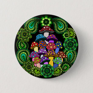 Badge Rond 5 Cm Bouton de champignons