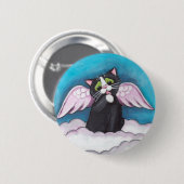 Badge Rond 5 Cm Bouton de chat d'ange gardien (Devant & derrière)