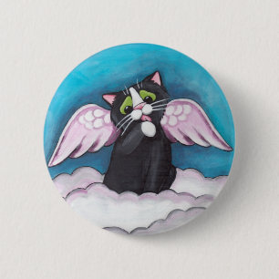 Badge Rond 5 Cm Bouton de chat d'ange gardien