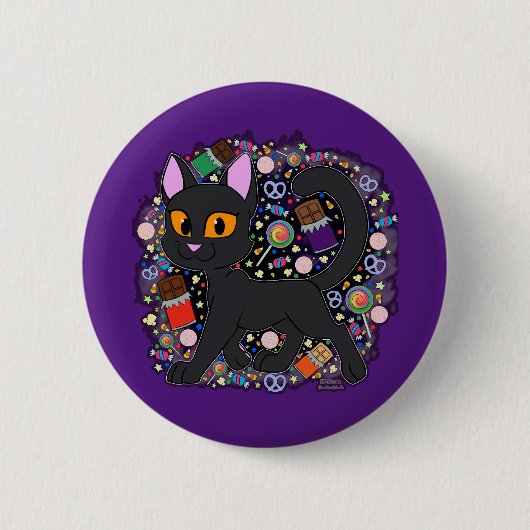 Badge Rond 5 Cm Bouton de chat de bonbons (Devant)