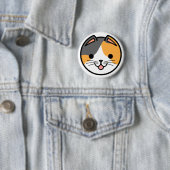 Badge Rond 5 Cm Bouton de chat de calicot (En situation)