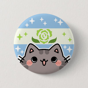 Badge Rond 5 Cm Bouton de chat de drapeau de la Fierté LGBT d'Achi