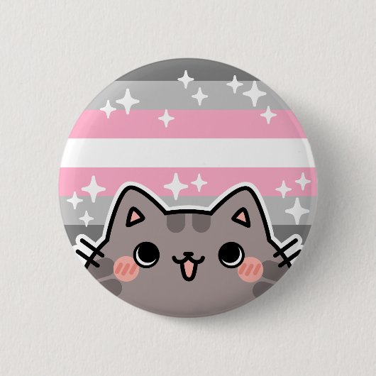 Badge Rond 5 Cm Bouton de chat de drapeau de la Fierté LGBT Demigi (Devant)
