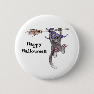 Badge Rond 5 Cm Bouton de chat de sorcière