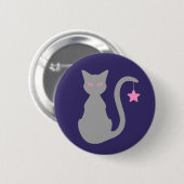 Badge Rond 5 Cm Bouton de chat gris (Devant & derrière)