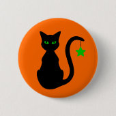 Badge Rond 5 Cm Bouton de chat noir (Devant)