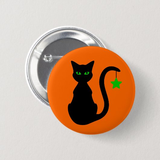 Badge Rond 5 Cm Bouton de chat noir (Devant & derrière)