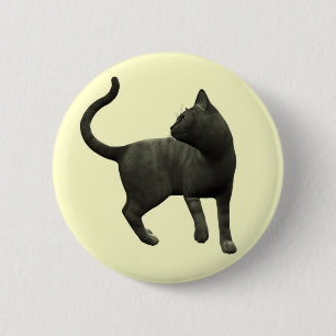 Badge Rond 5 Cm Bouton de chat noir malicieux
