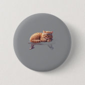 Badge Rond 5 Cm Bouton de Chat Rouquin Endormi (Devant)