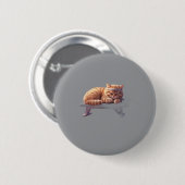 Badge Rond 5 Cm Bouton de Chat Rouquin Endormi (Devant & derrière)