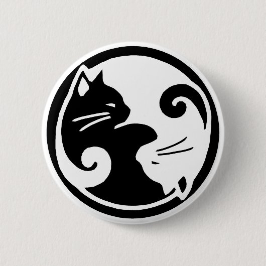 Badge Rond 5 Cm Bouton de chats de Yin Yang (Devant)