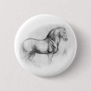 Badge Rond 5 Cm Bouton de cheval de Léonard de Vinci