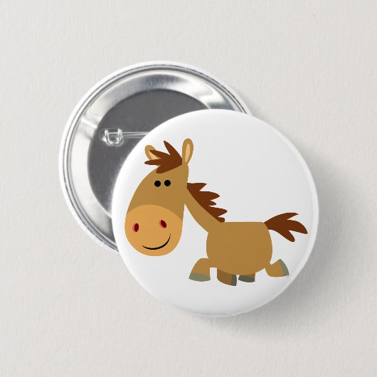 Badge Rond 5 Cm Bouton de cheval en caricature doux mignon (Devant & derrière)