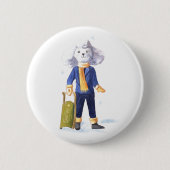 Badge Rond 5 Cm Bouton de chien blanc de l'étoile (Devant)