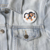Badge Rond 5 Cm Bouton de chimpanzé à caricature mignonne (En situation)