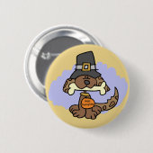 Badge Rond 5 Cm Bouton de chiot de thanksgiving (Devant & derrière)