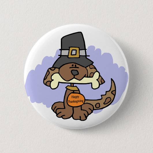 Badge Rond 5 Cm Bouton de chiot de thanksgiving (Devant)