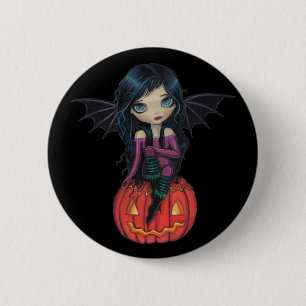 Badge Rond 5 Cm Bouton de citrouille Pixie Halloween Vampire migno