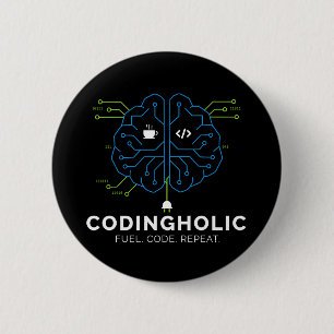 Badge Rond 5 Cm Bouton de codeur en mode sombre Nerd Geek Tech Pin