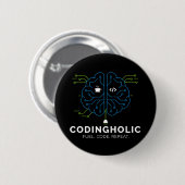 Badge Rond 5 Cm Bouton de codeur en mode sombre Nerd Geek Tech Pin (Devant & derrière)