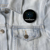 Badge Rond 5 Cm Bouton de codeur en mode sombre Nerd Geek Tech Pin (En situation)