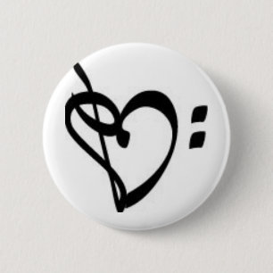 Badge Rond 5 Cm Bouton de coeur de clef de musique