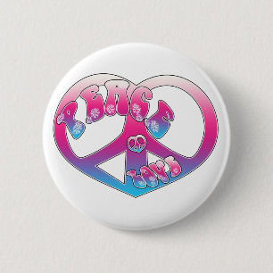 Badge Rond 5 Cm Bouton de coeur de paix