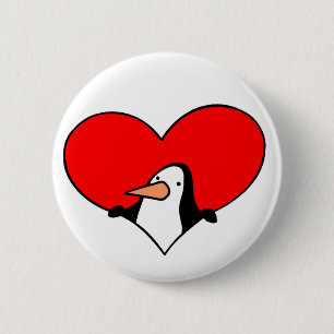 Badge Rond 5 Cm Bouton de coeur de pingouin