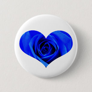 Badge Rond 5 Cm Bouton de coeur de rose de bleu