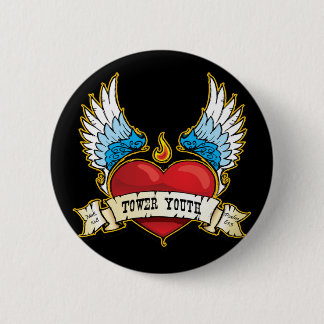 Badge Rond 5 Cm Bouton de coeur de tatouage de la jeunesse de tour