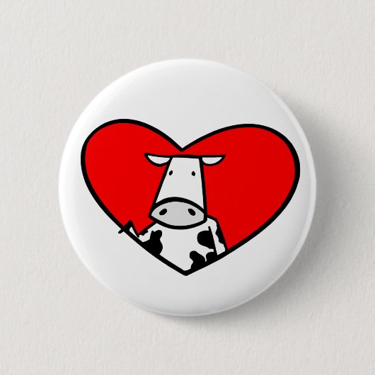 Badge Rond 5 Cm Bouton de coeur de vache (Devant)
