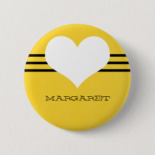 Badge Rond 5 Cm Bouton de coeur moderne jaune