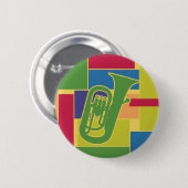 Badge Rond 5 Cm Bouton de Colorblocks d'euphonium (Devant & derrière)