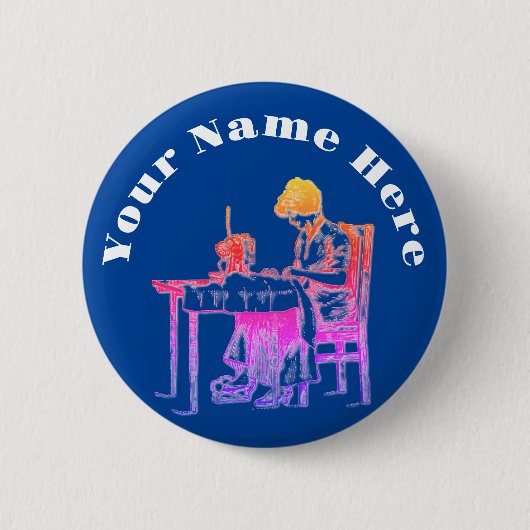 Badge Rond 5 Cm Bouton de conception Seamstress (Devant)