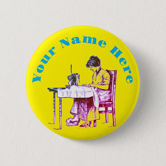Badge Rond 5 Cm Bouton de conception Seamstress (Devant)