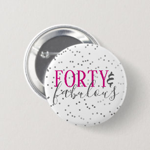 Badge Rond 5 Cm Bouton de confettis d'anniversaire moderne 40 et f