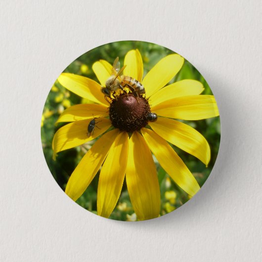 Badge Rond 5 Cm Bouton de confleur jaune (Devant)