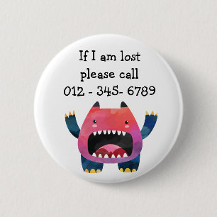 Badge Rond 5 Cm Bouton de contact d'urgence pour enfant de mignonn