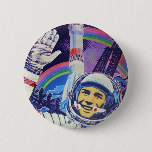 Badge Rond 5 Cm Bouton de cosmonaute de Yuri Gagarin (Devant)