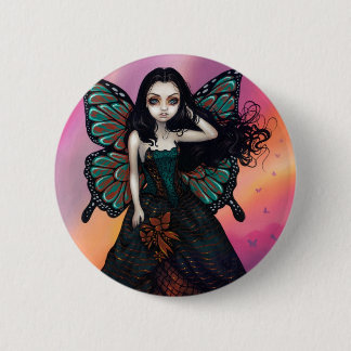 Badge Rond 5 Cm Bouton "de coucher du soleil de papillon"