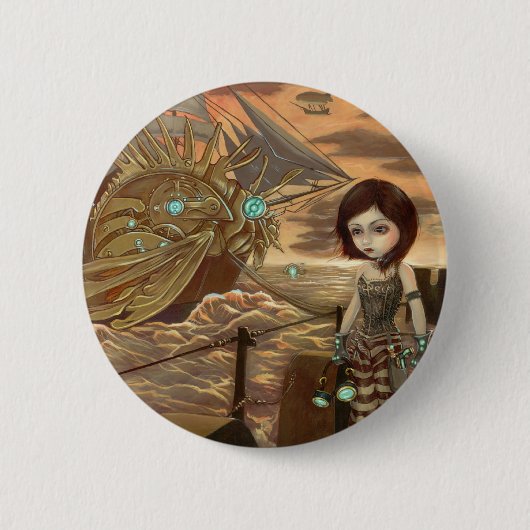 Badge Rond 5 Cm Bouton "de coucher du soleil maritime" (Devant)