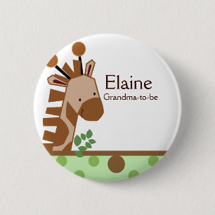 Badge Rond 5 Cm Bouton de coutume d'ÉTIQUETTE de NOM de girafe