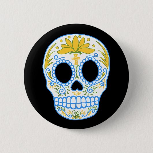 Badge Rond 5 Cm Bouton de crâne de sucre (Devant)